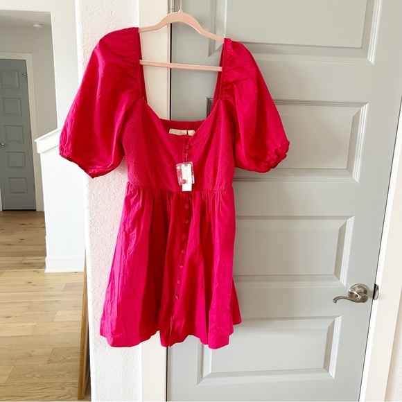 NWT Anthropologie Maeve Puff Sleeve Sweetheart Mini Dress - Picture 2 of 5